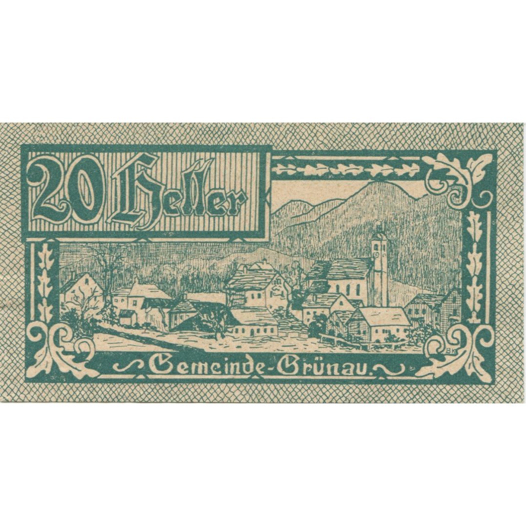 Geldschein, Österreich, Grünau, 20 Heller, village 1920-11-30, UNZ- Mehl:FS 300a