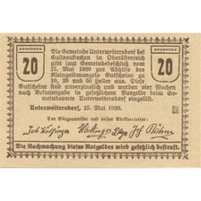 Banknote, Austria, Unterweitersdorf, 20 Heller château 1920 UNC(63) Mehl:FS 1102