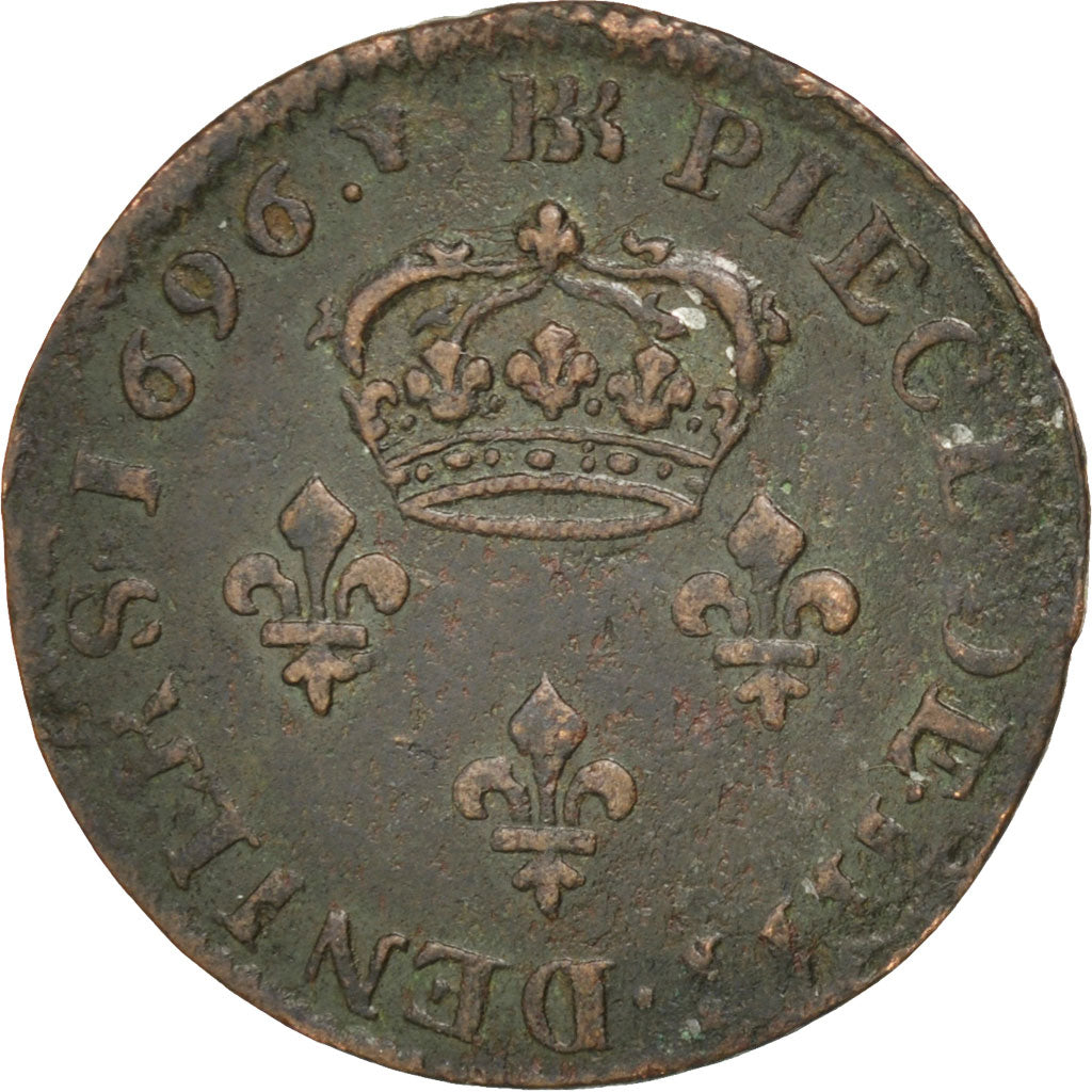 FRANCE, Quatre deniers de Strasbourg, 4 Deniers, 1696, Strasbourg, KM #310,...