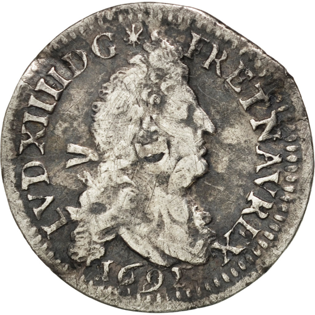 Francia, Louis XIV, 4 Sols aux 2 L, 4 Sols 2 Deniers, 1692, Paris, MB, Argent...