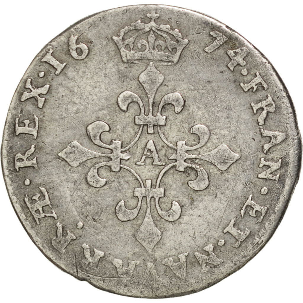FRANCE, 4 Sols dits « des Traitants », 4 Sols, 1674, Paris, KM #23...