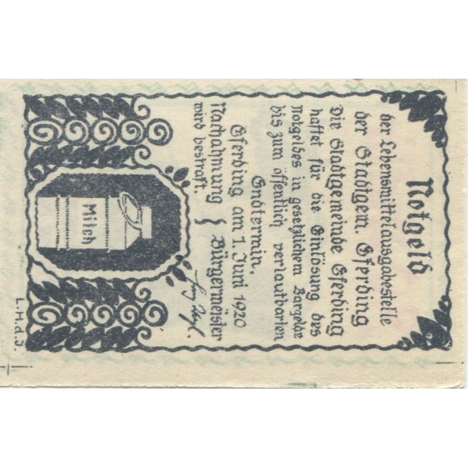 Banknote, Austria, Eferding, 30 Heller, vache, 1920 UNC(63) Mehl:FS 152Va