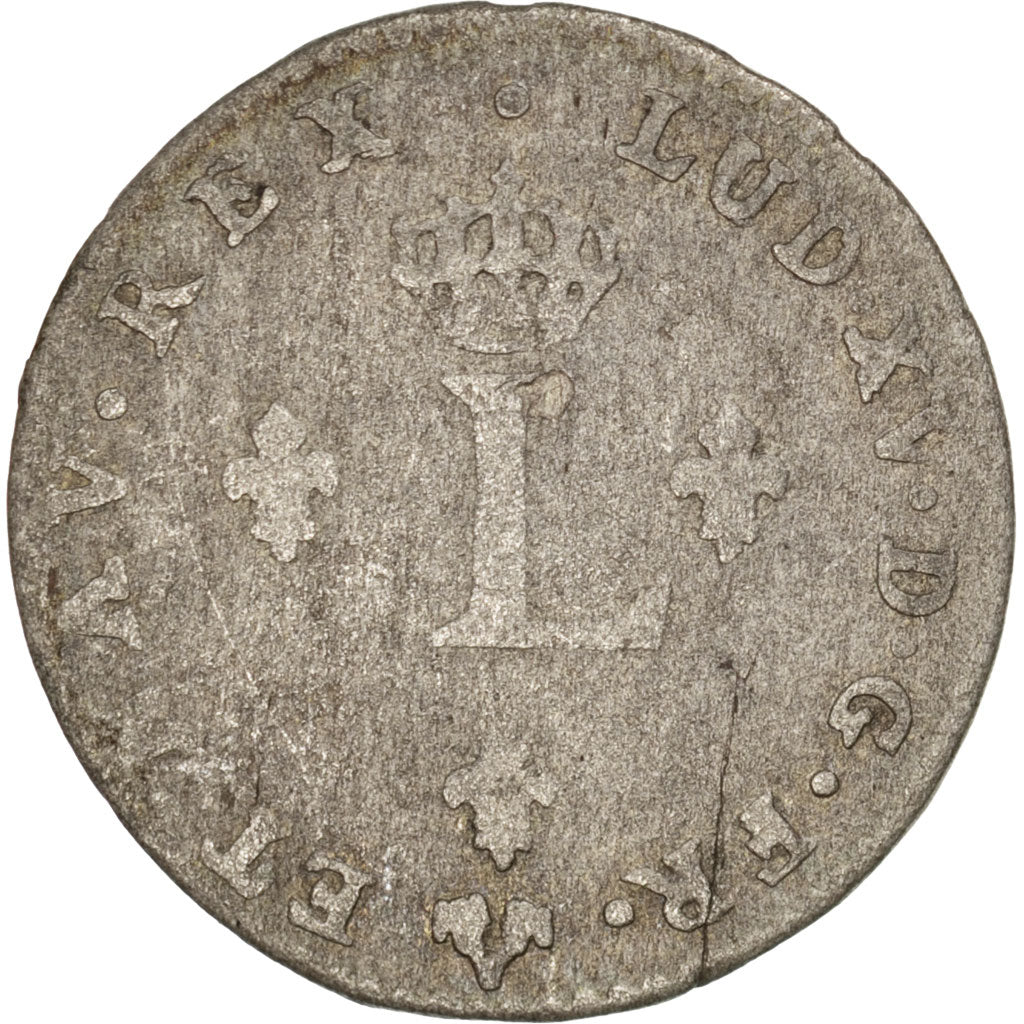 FRANCE, Double sol (2 sous) en billon, 2 Sols, 1739, Poitiers, KM #500.8,...