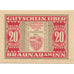 Geldschein, Österreich, Braunau, 20 Heller, Blason 1920-12-31, UNZ- Mehl:FS 101