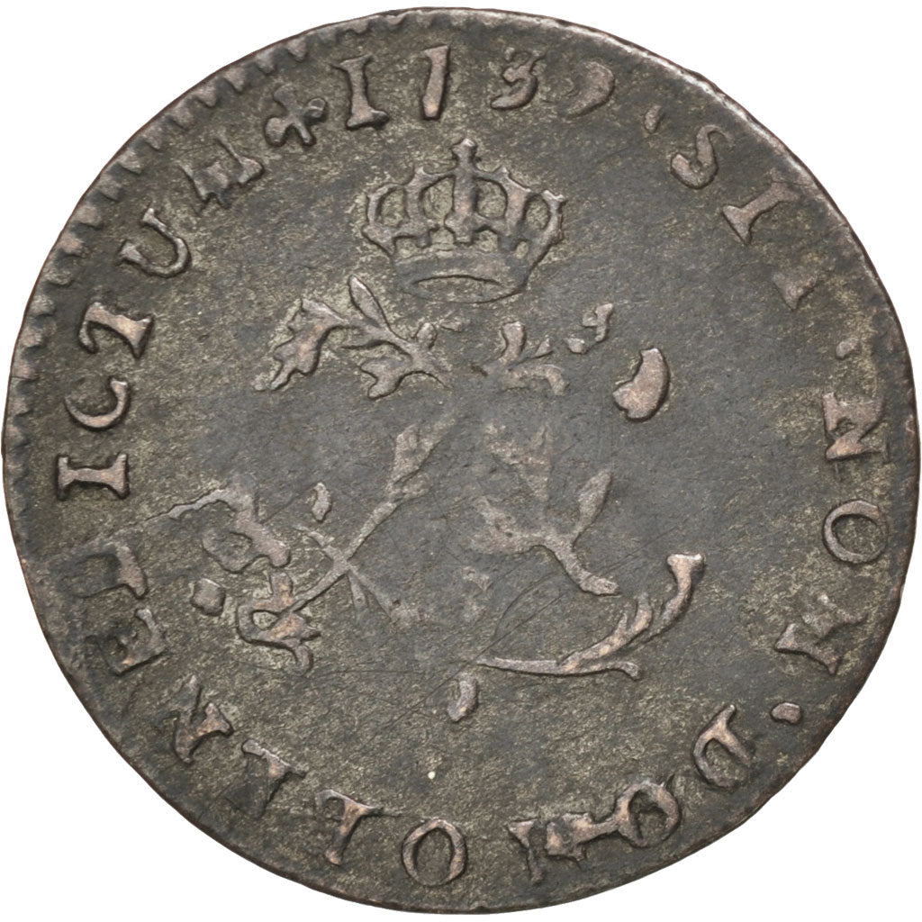 Louis XV, Double Sol en billon 1739 Riom, KM 500.15
