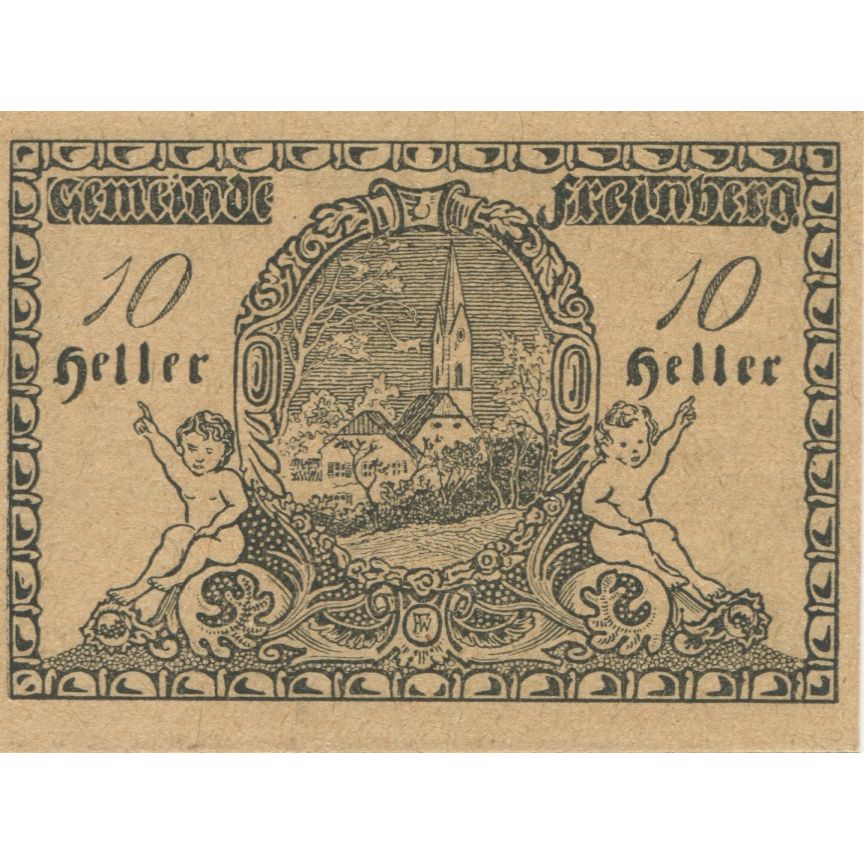 Banknot, Austria, Freinberg, 10 Heller, Eglise, 1920, UNC(63) Mehl:FS 211Ib