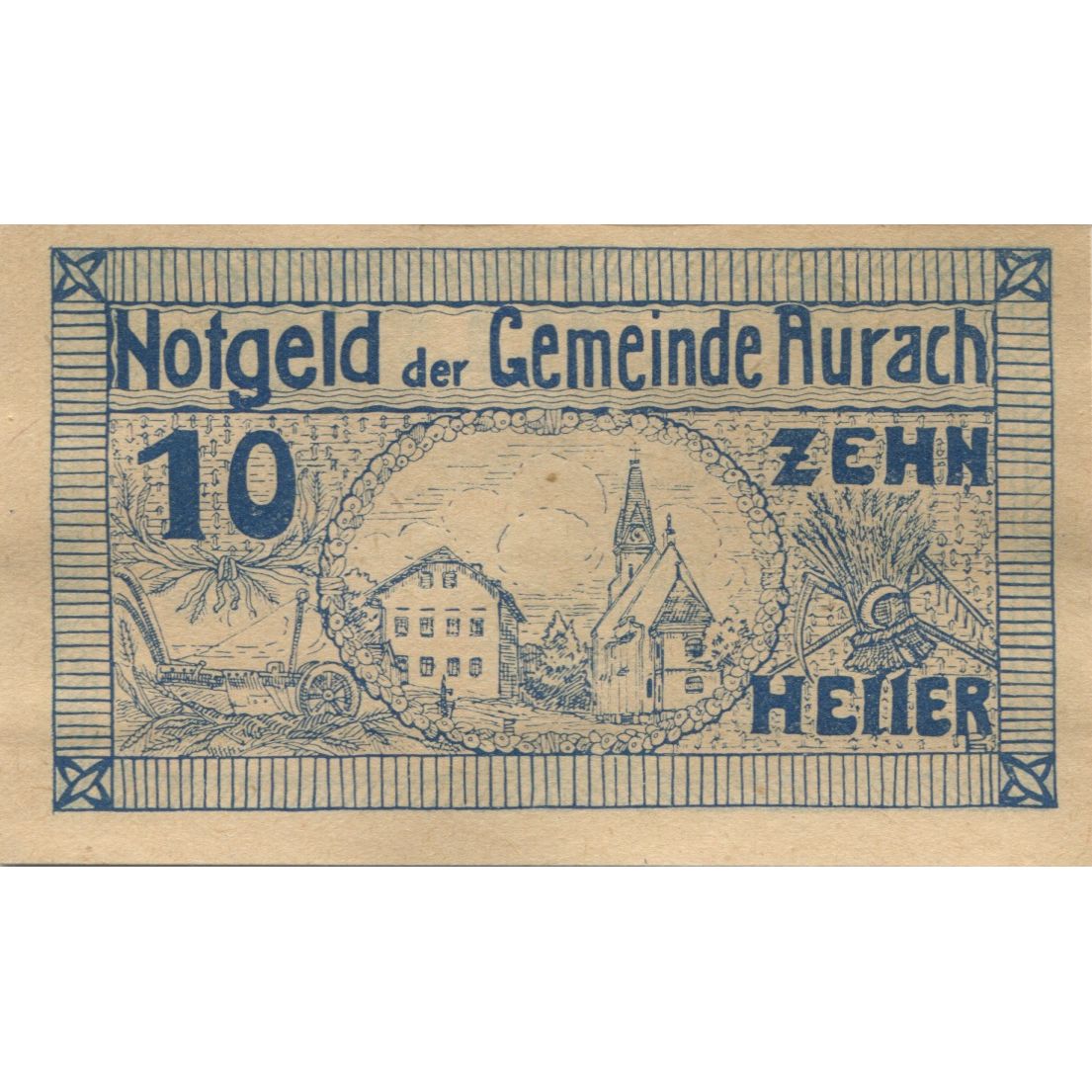 Banknote, Austria, Aurach, 10 Heller, village 1920-04-27, UNC(63) Mehl:FS 68a