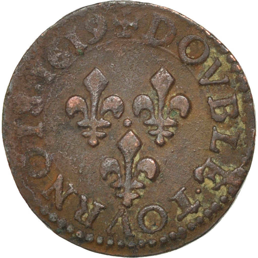 FRANCE, Double tournois, buste enfantin, Double Tournois, 1619, Poitiers, KM...