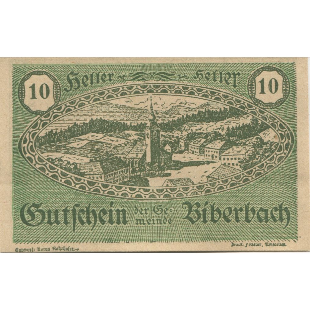 Banknote, Austria, Biberbach, 10 Heller, blé, 1920-12-30, UNC(63) Mehl:FS 86IIc