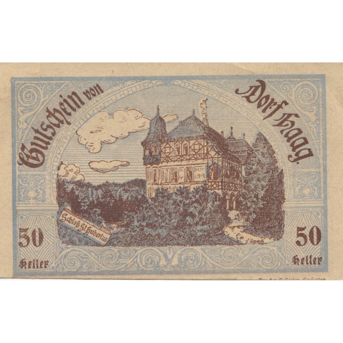 Banknote, Austria, Dorf Haag, 50 Heller, Monument, 1920 UNC(63) Mehl:FS 317c