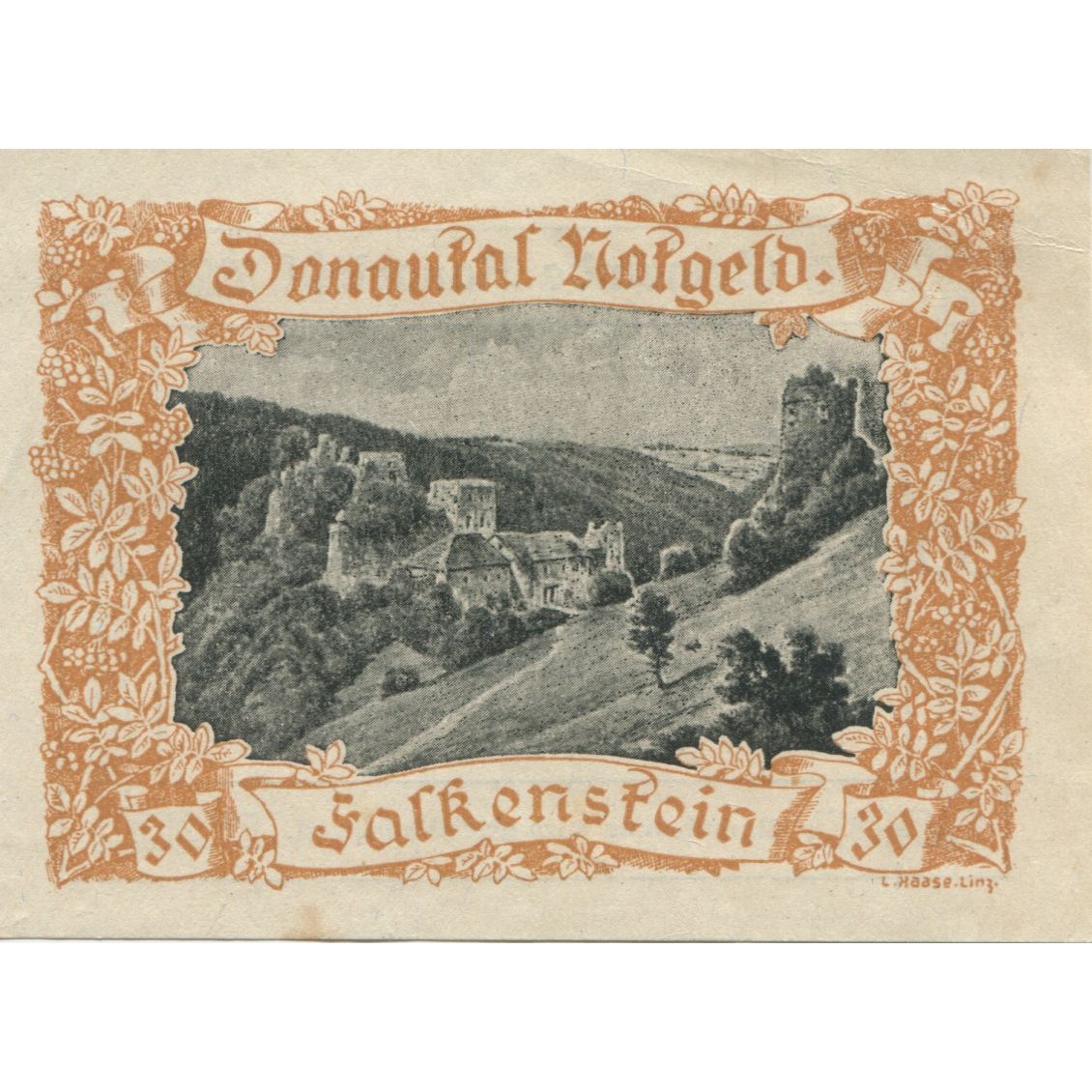 Banconote, Austria, Falkenstein, 30 Heller, paysage, 1920, SPL, Mehl:FS 127a