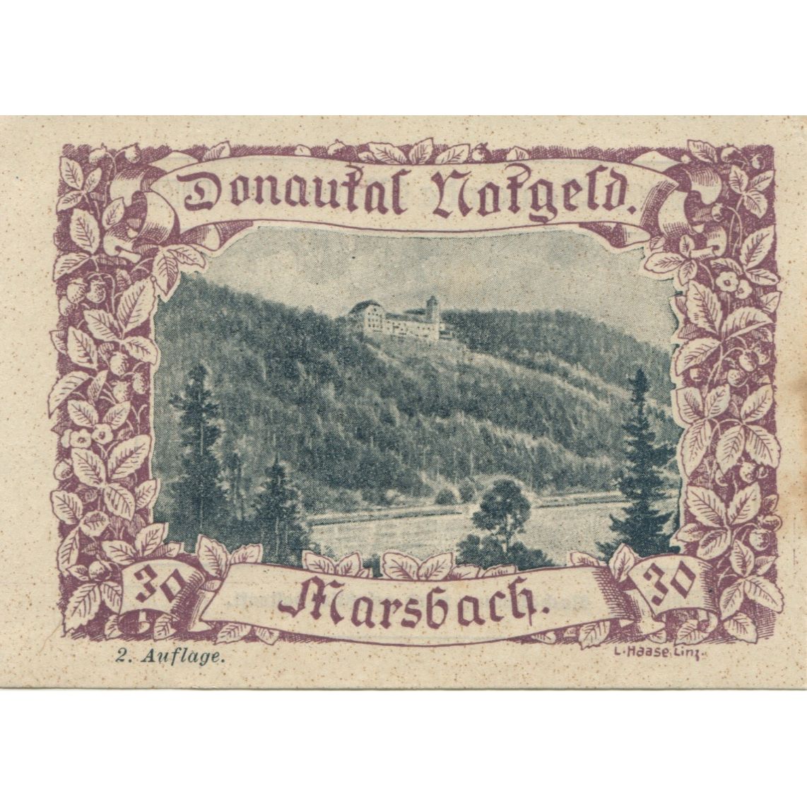 Banknote, Austria, Marsbach, 30 Heller, château, 1920, AU(55-58), Mehl:FS 127f