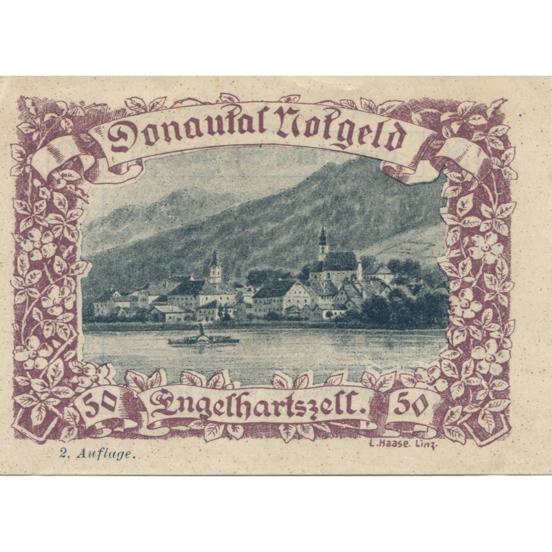 Banknote, Austria, Engelhartszell, 50 Heller, fleuve, 1920 UNC(63), Mehl:FS 127f