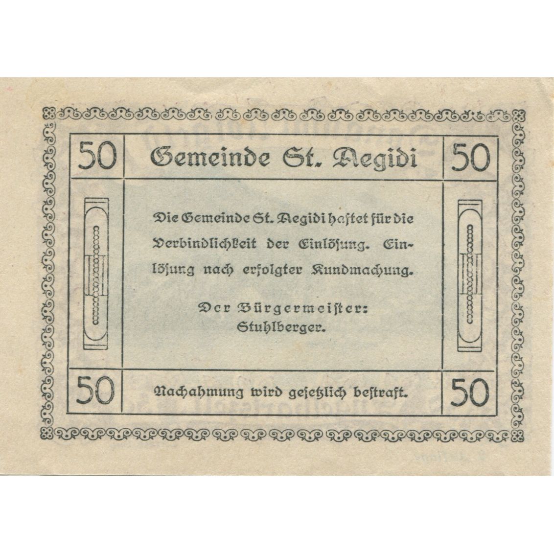 Banknote, Austria, Engelhartszell, 50 Heller, fleuve, 1920 UNC(63), Mehl:FS 127f