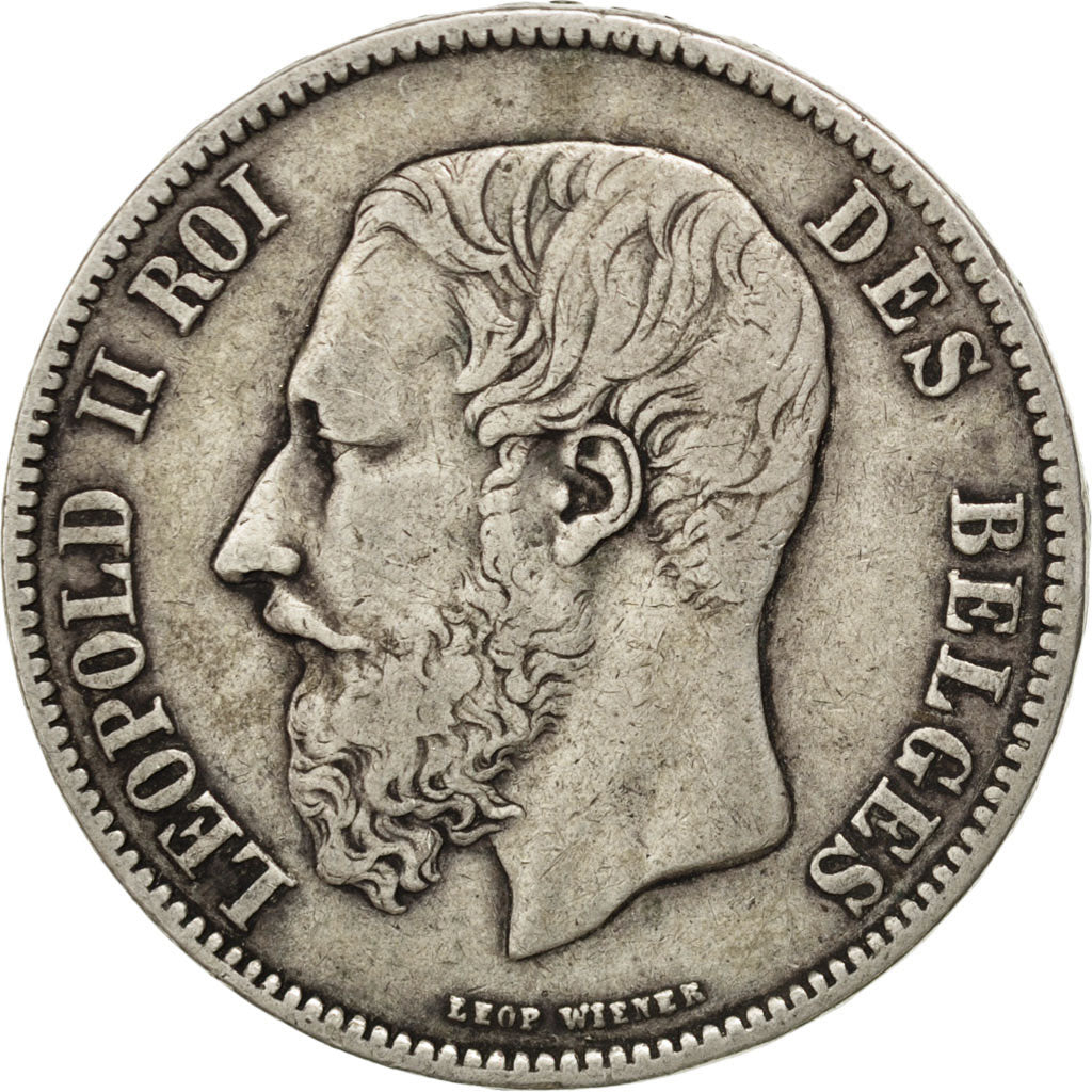BELGIUM, 5 Francs, 5 Frank, 1871, KM #24, EF(40-45), Silver, 24.77