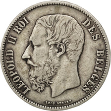 BELGIUM, 5 Francs, 5 Frank, 1871, KM #24, EF(40-45), Silver, 24.77
