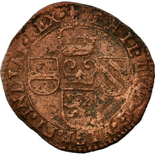 Moneta, Paesi Bassi Spagnoli, Flanders, Liard, 12 Mites, 1653, Bruges, MB, Rame