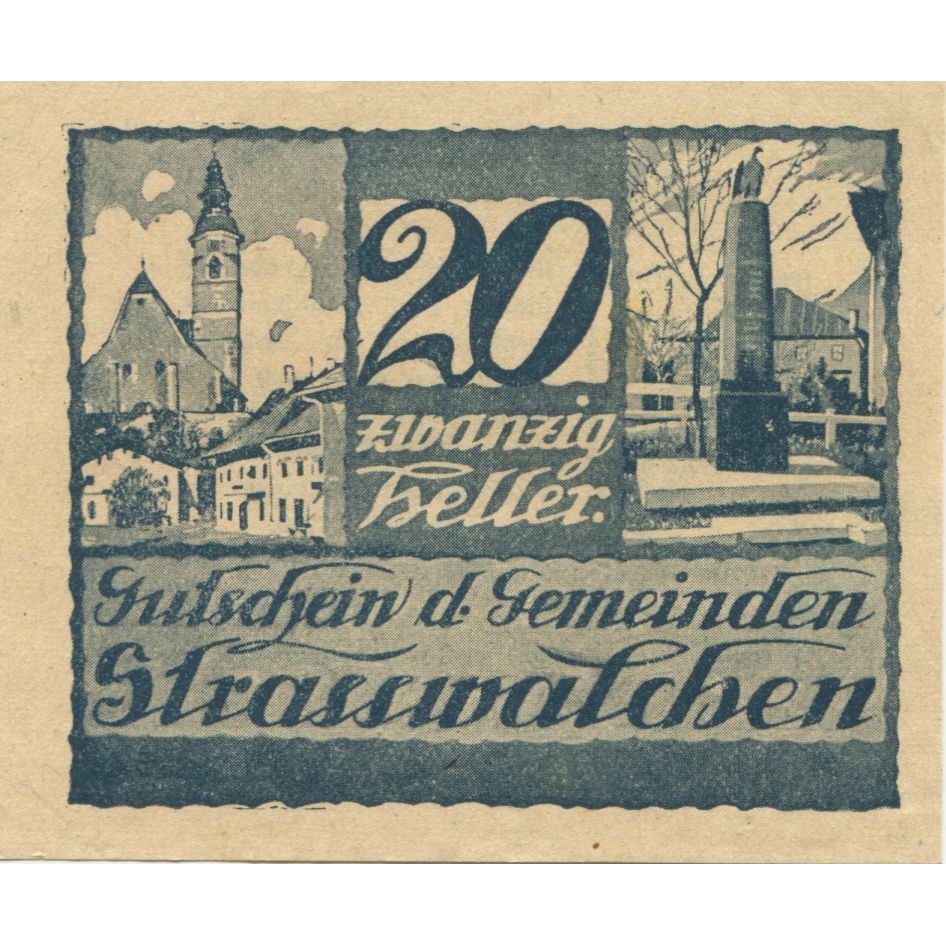Banknote Austria Strasswalchen, 20Heller, village, 1920, UNC(63), Mehl:FS 1047a