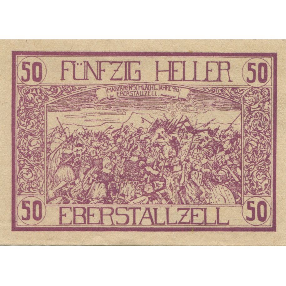 Banknote, Austria, Eberstalzell, 50Heller, personnage, 1920 UNC(63) Mehl:FS 146a
