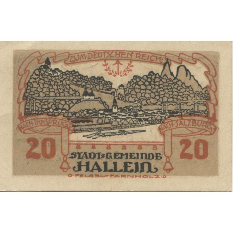 Banknote, Austria, Hallein, 20 Heller, fleuve, 1920 UNC(63) Mehl:FS 344IIa