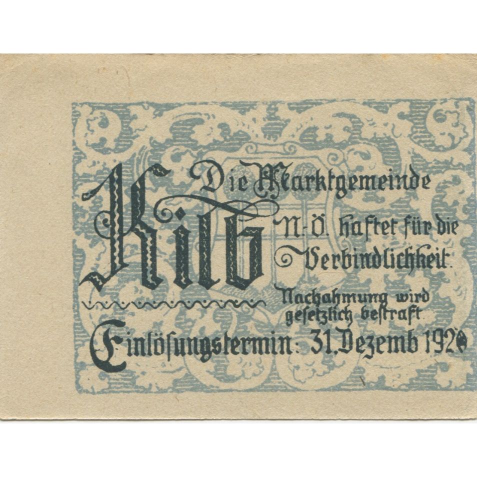 Banknote, Austria, Kilb, 20 Heller, village, 1920 AU(55-58) Mehl:FS 436I