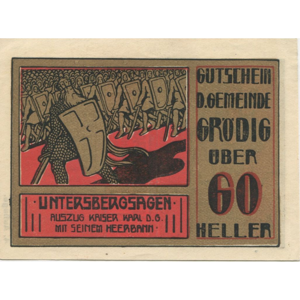 Banknote, Austria, Grödig, 60 Heller, guerre, 1920 UNC(63) Mehl:FS 290g