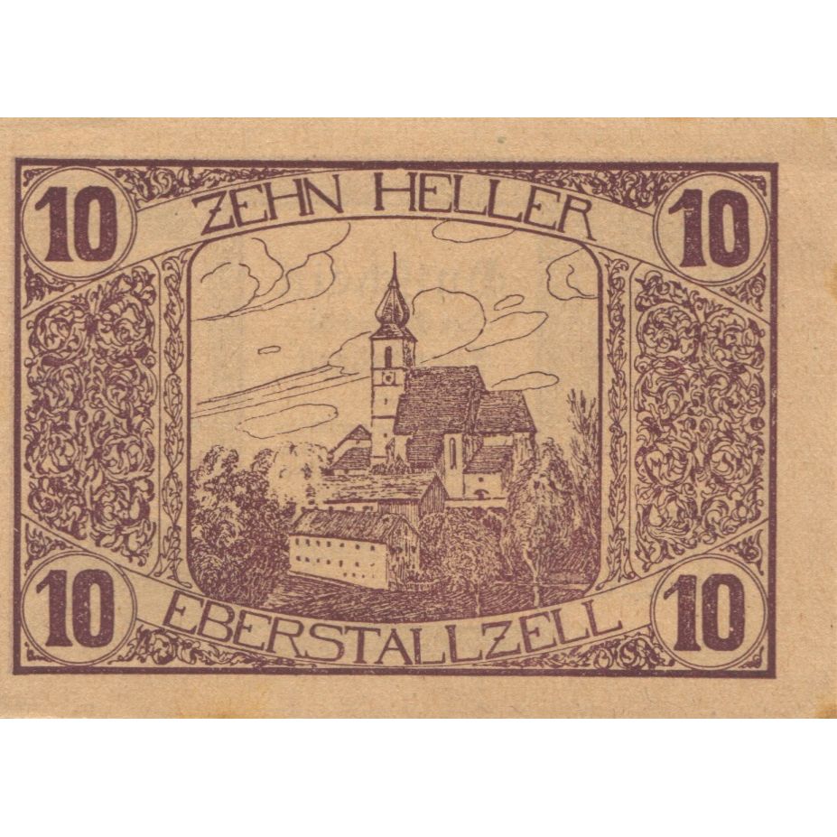 Banknote, Austria, Eberstalzell, 10 Heller, personnage, 1920 UNC(63) Mehl:FS 146