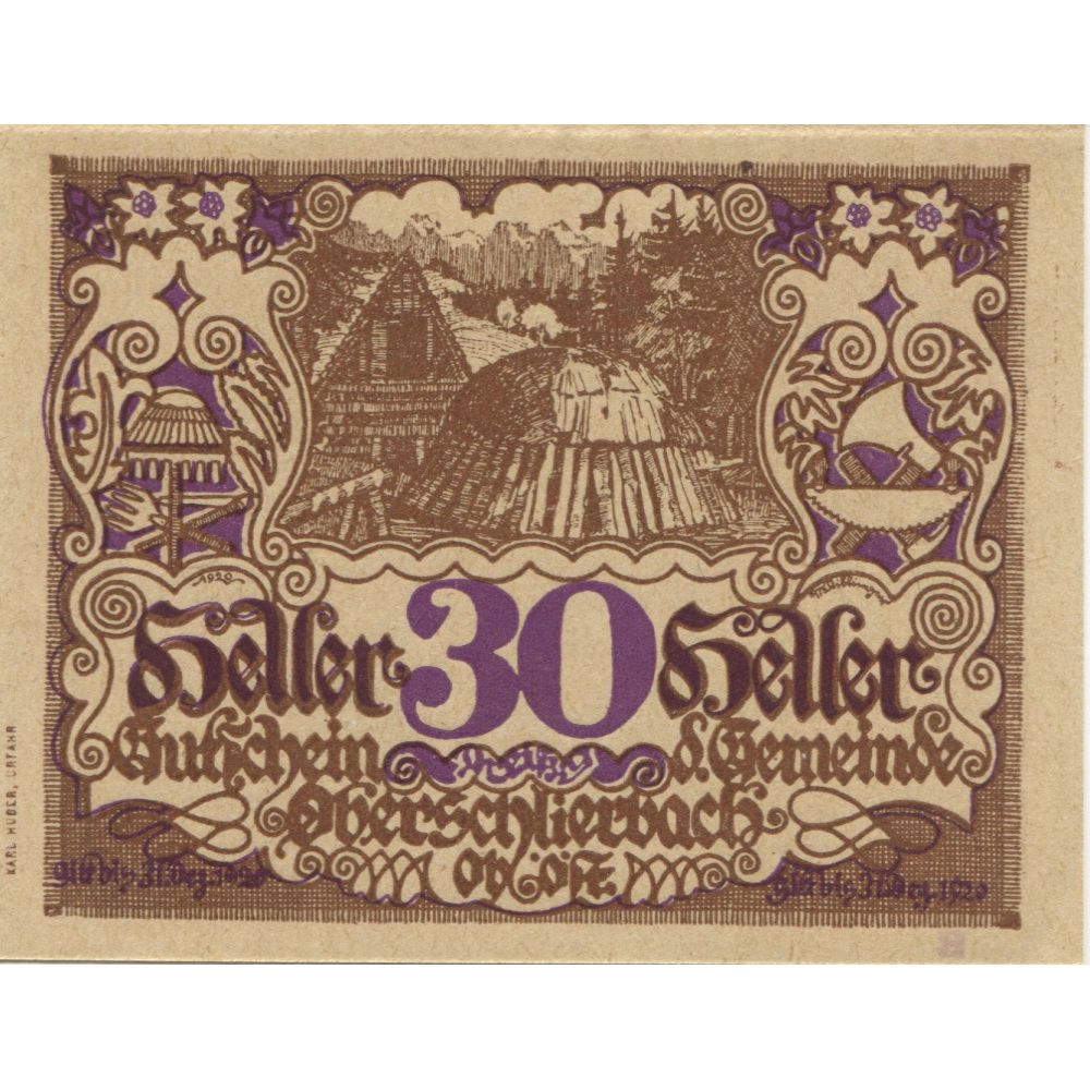 Banknote, Austria, Oberschlierbach, 30 Heller, Hutte, 1920 UNC(63) Mehl:FS 694a