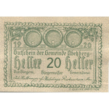 Banconote, Austria, Abetzberg, 20 Heller, moulin, 1920 SPL Mehl:FS 1aII