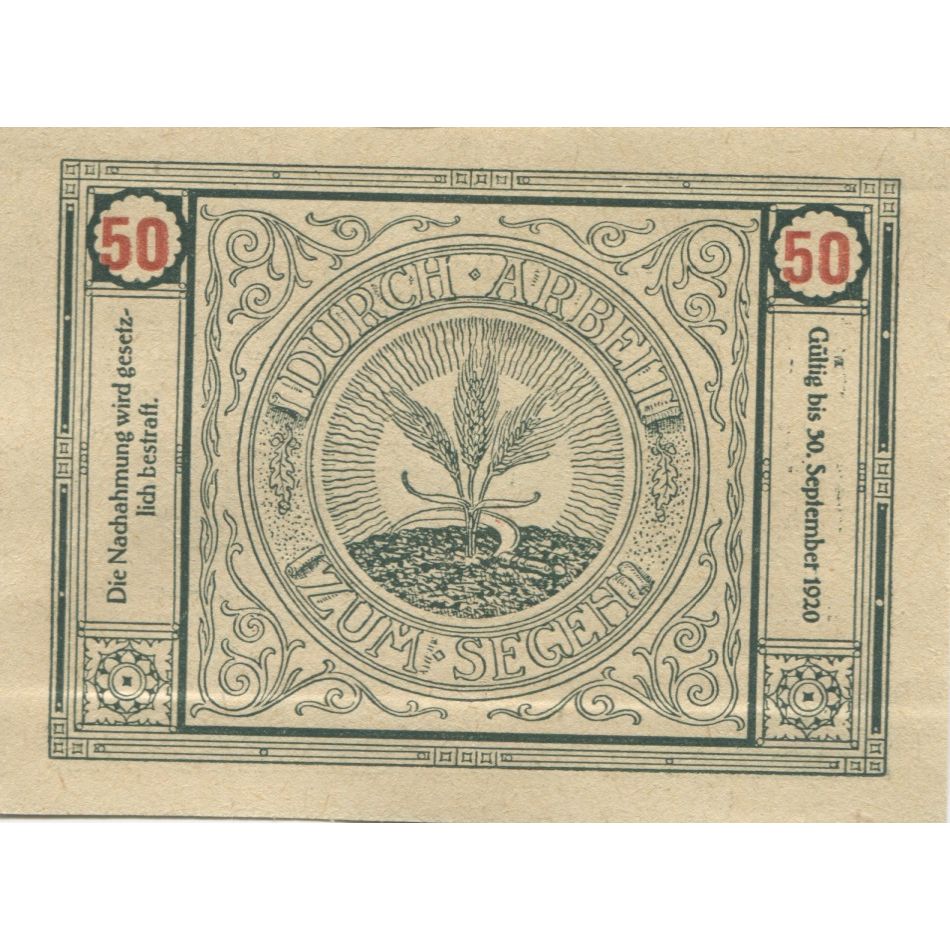 Banknote, Austria, Bischofstetten, 50 Heller, Eglise, 1920 UNC(63) Mehl:FS 92a
