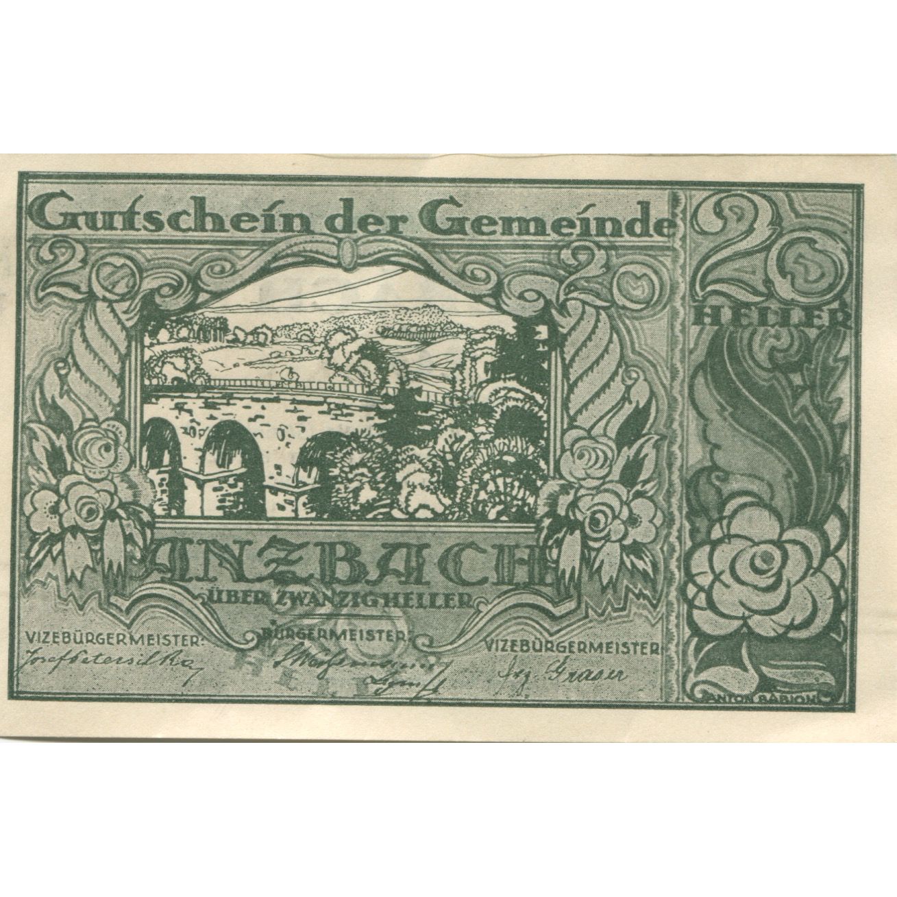 Banknote, Austria, Anzbach, 20 Heller, pont 1920-09-15, UNC(63), Mehl:FS 43Iad