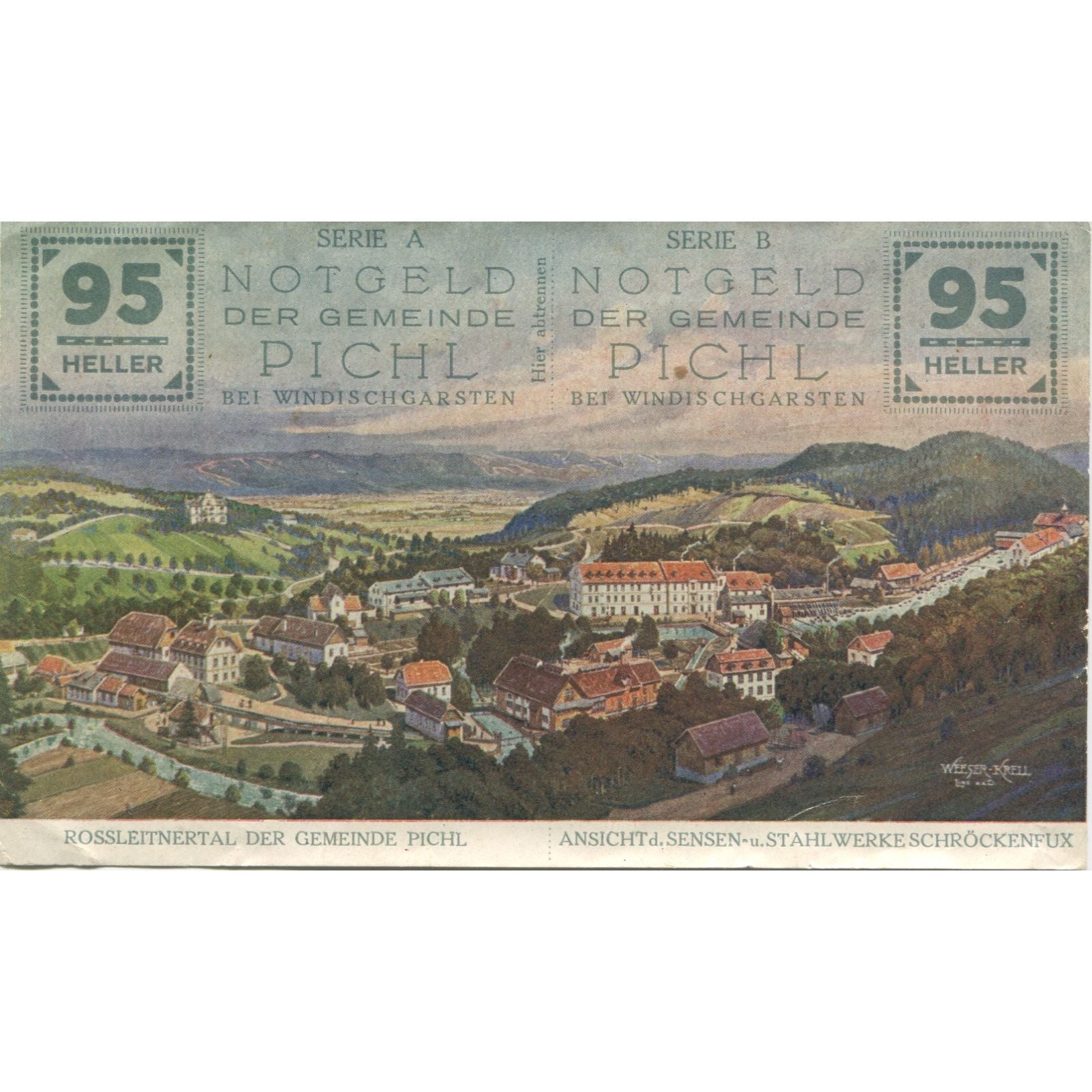 Banknote, Austria, Pichl, 95 Heller, paysage 1920-11-21, UNC(63), Mehl:FS 747