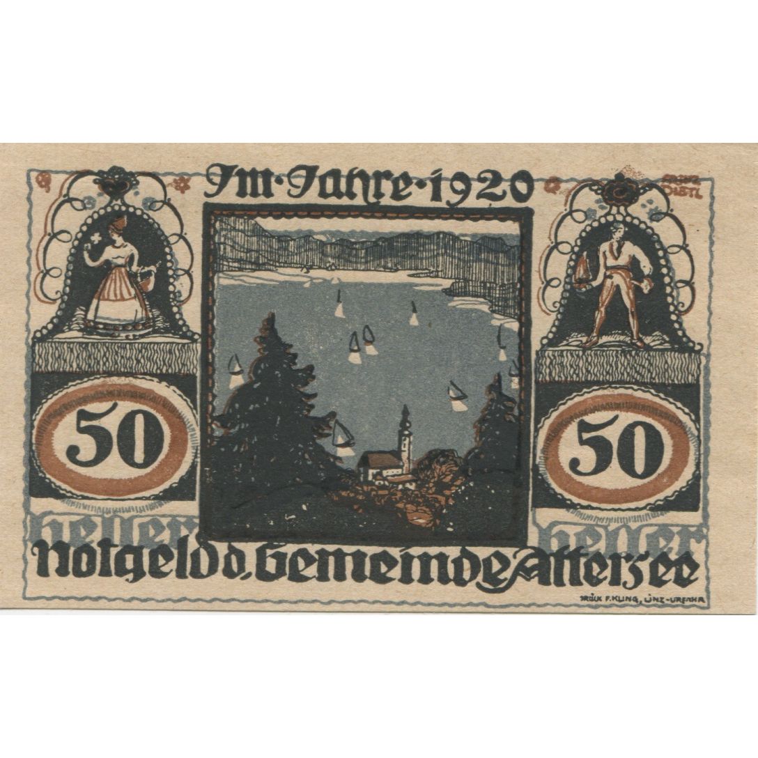 Banknote, Austria, Attersee, 50 Heller, mer, 1920, UNC(63), Mehl:FS 60a