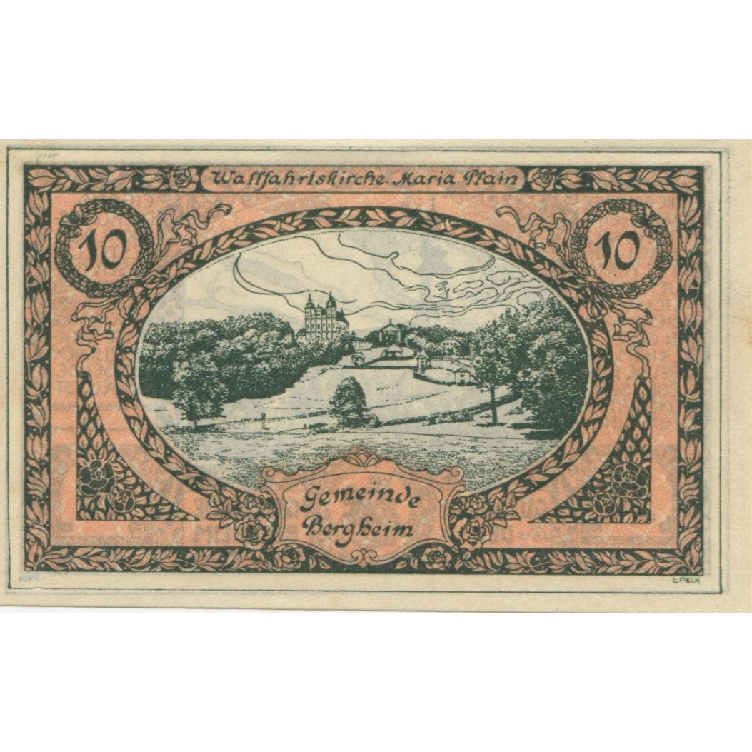 Banknote, Austria, Bergheim, 10 Heller, Eglise, 1920 UNC(63) Mehl:FS 82a
