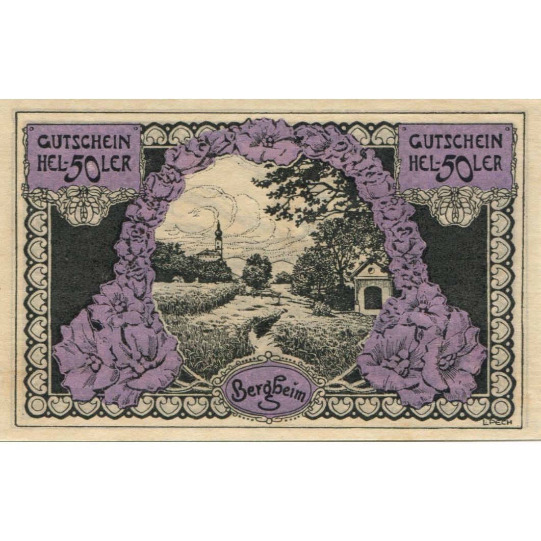 Banknote, Austria, Bergheim, 50 Heller, Eglise, 1920 UNC(63) Mehl:FS 82a