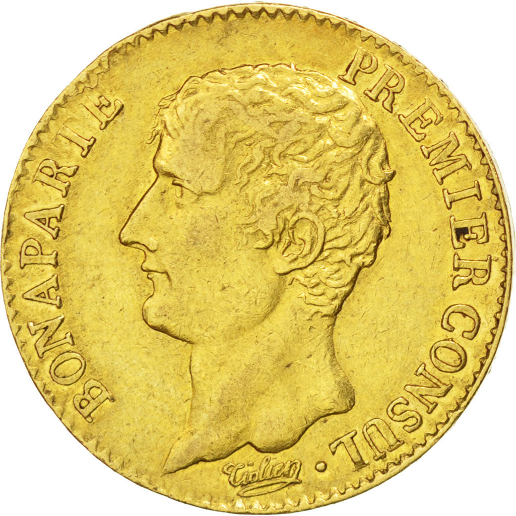 FRANCE, Napoléon I, 20 Francs, 1802, Paris, KM #651, EF(40-45), Gold, Gadoury #.