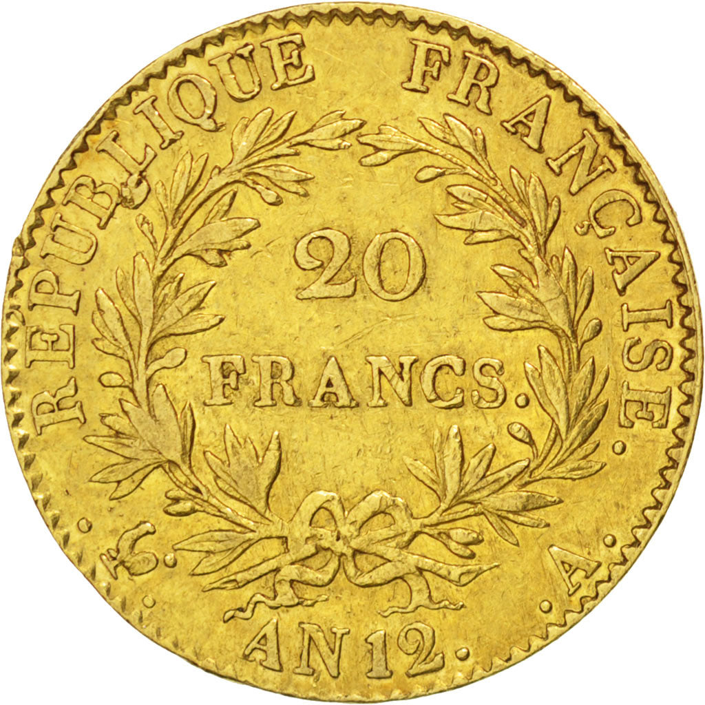 FRANCE, Napoléon I, 20 Francs, 1802, Paris, KM #651, EF(40-45), Gold, Gadoury #.