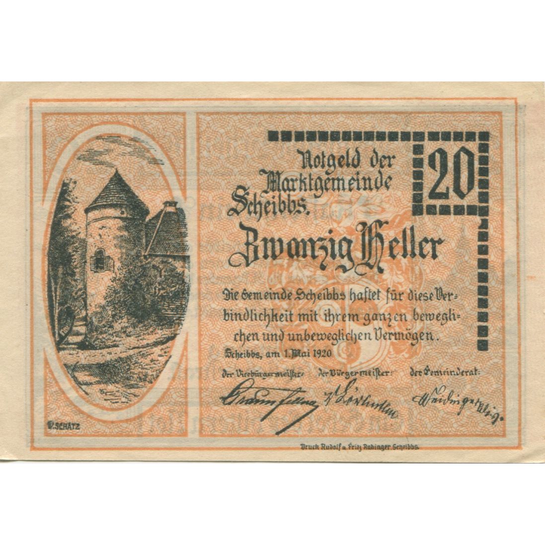 Banknote, Austria, Scheibbs, 20 Heller, Blason, 1920 UNC(63) Mehl:FS 957IIb