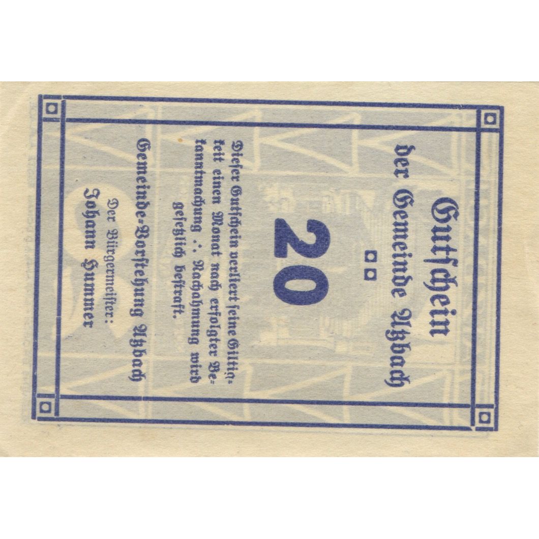 Banknote, Austria, Atzbach, 20 Heller, Eglise, 1920, UNC(63), Mehl:FS 62a