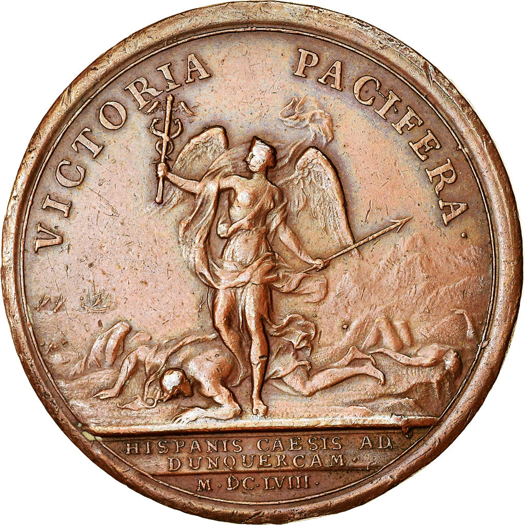 France, Medal, Louis XIV, Bataille des Dunes, History, 1658, Mauger, Restrike