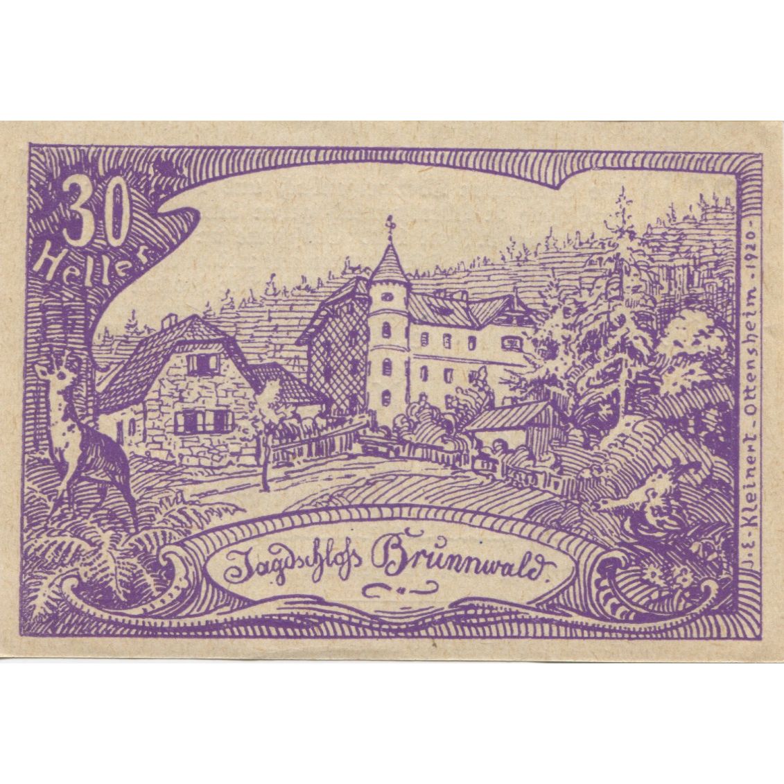 Banknote, Austria, Brunnwald, 30 Heller, village, 1920, UNC(63), Mehl:FS 692