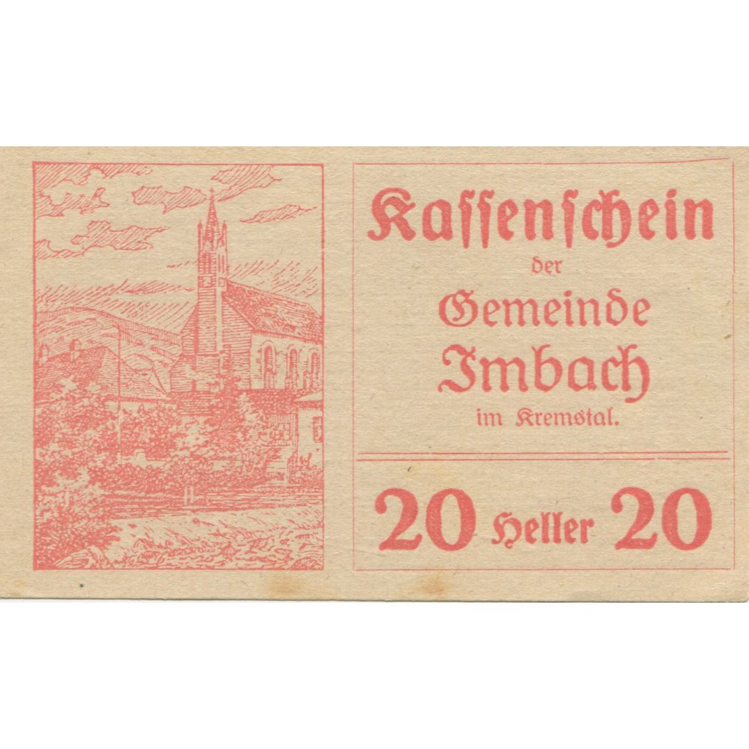 Banknote, Austria, Imbach, 20 Heller, village, 1920 UNC(63) Mehl:FS 404IIa