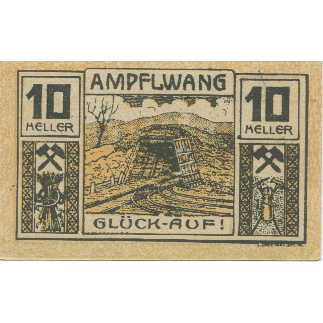 Banknote, Austria, Ampflwang, 10 Heller, Mine, 1920 UNC(63) Mehl:FS 36a