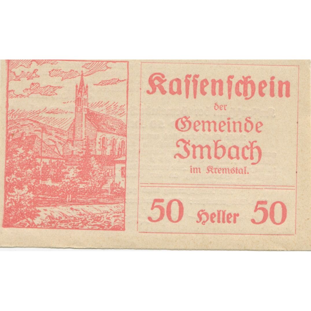 Banknote, Austria, Imbach, 50 Heller, Eglise 1920-12-31, UNC(63), Mehl:FS 404IIa