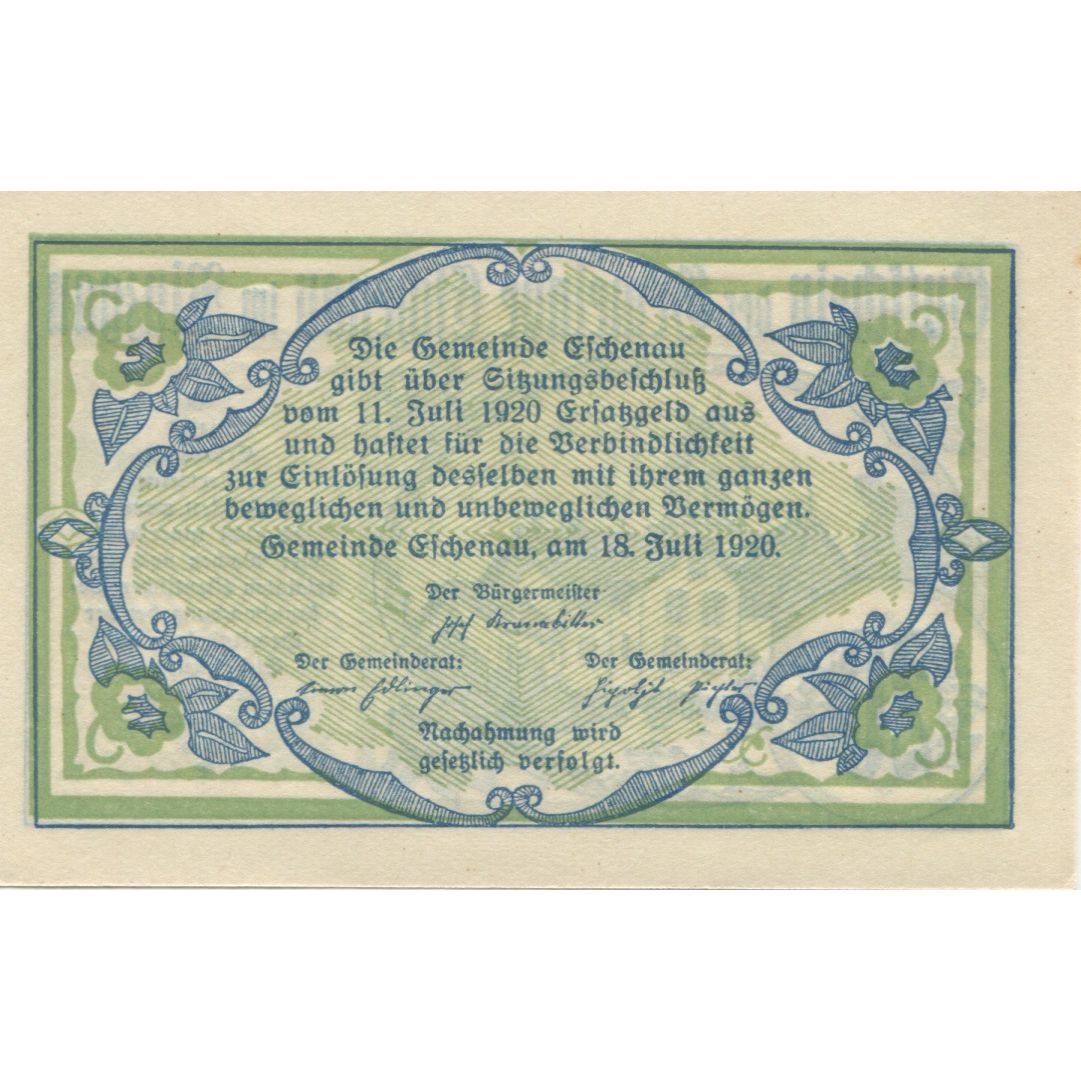 Banknote, Austria, Eschenau, 20 Heller, Eglise, 1920, UNC(63), Mehl:FS 188a