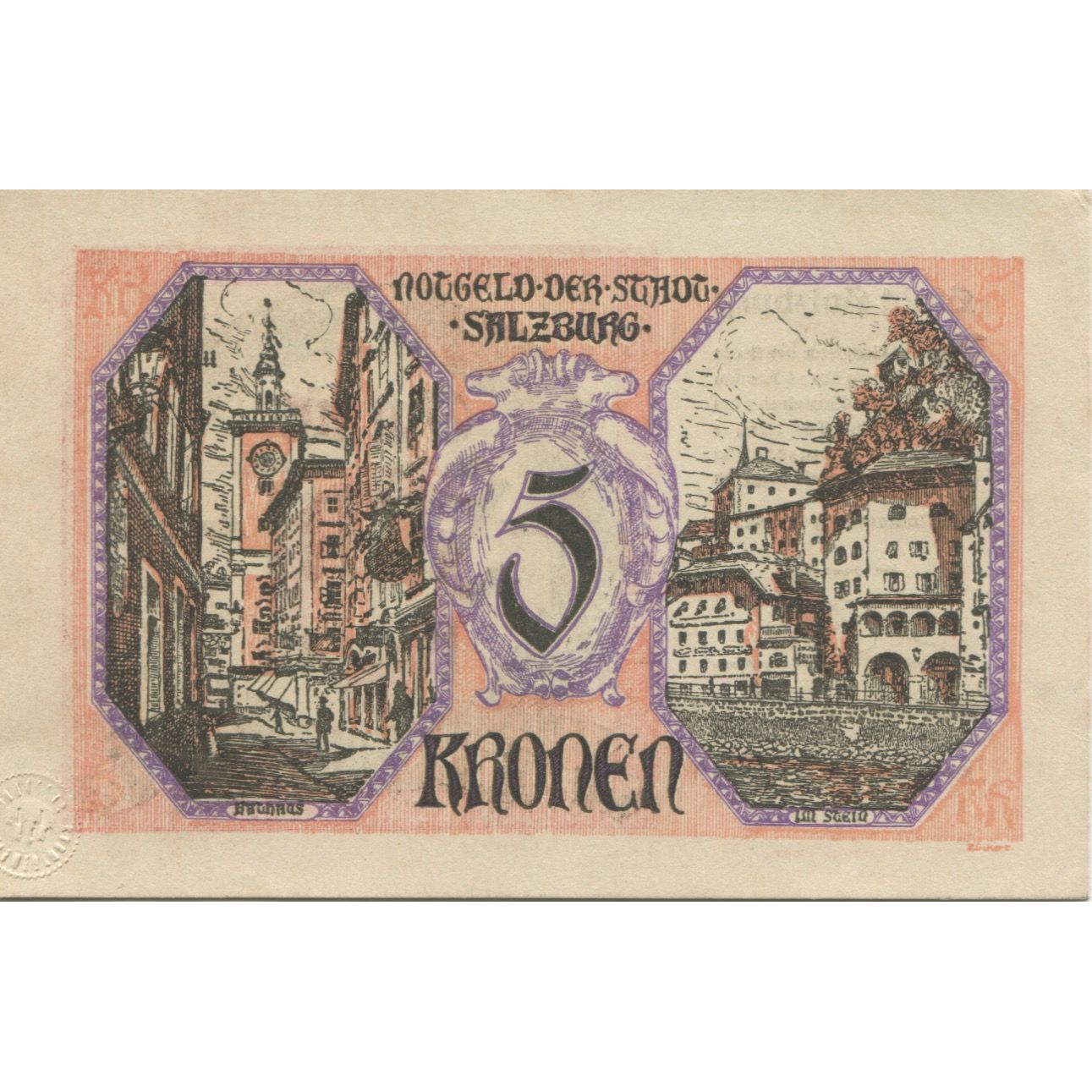 Billet, Autriche, Salzburg, 5 Kronen, village, 1920, SPL, Mehl:FS 860II