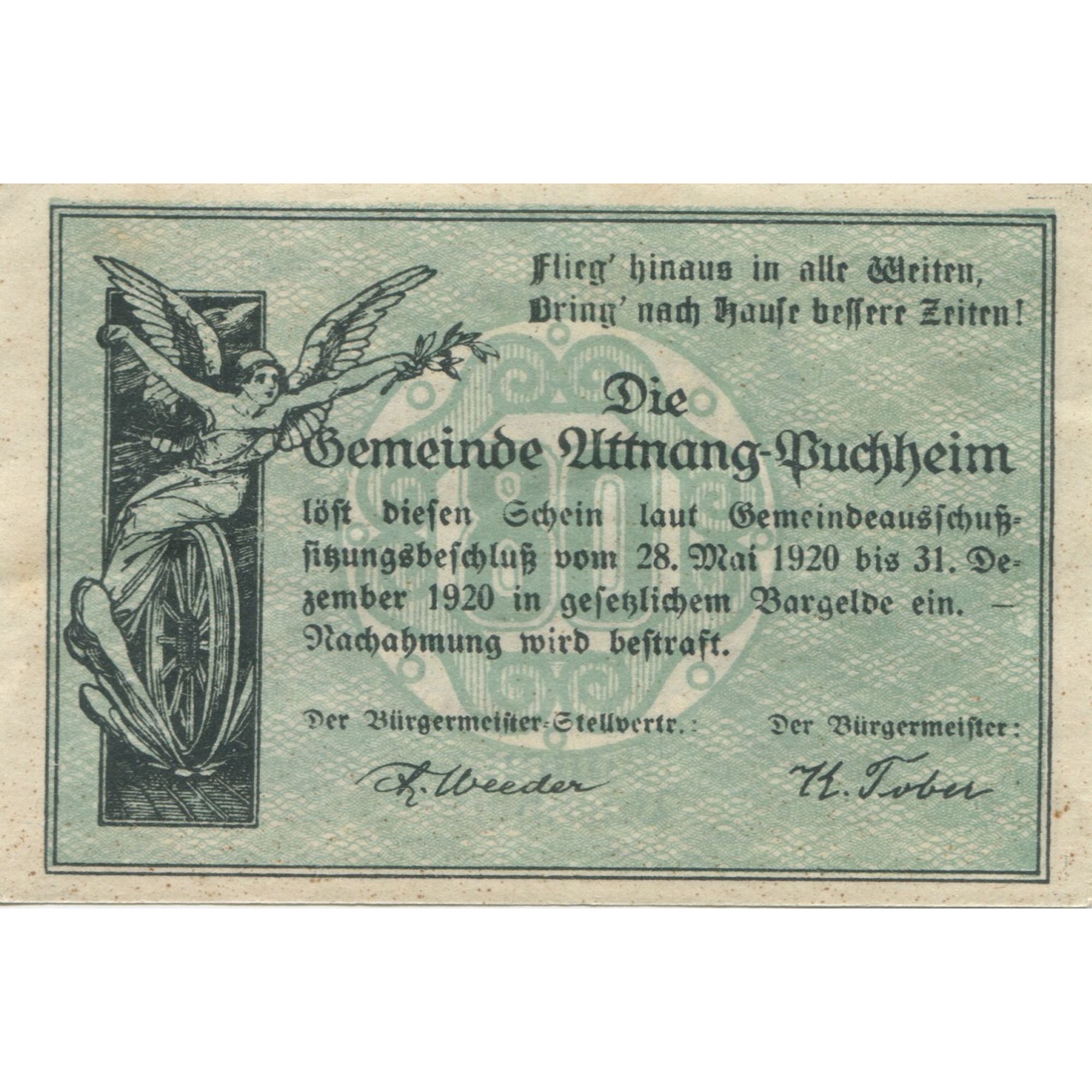Banknote, Austria, Attnang-Puchheim, 80 Heller, Eglise 1920 UNC(63) Mehl:FS 61II