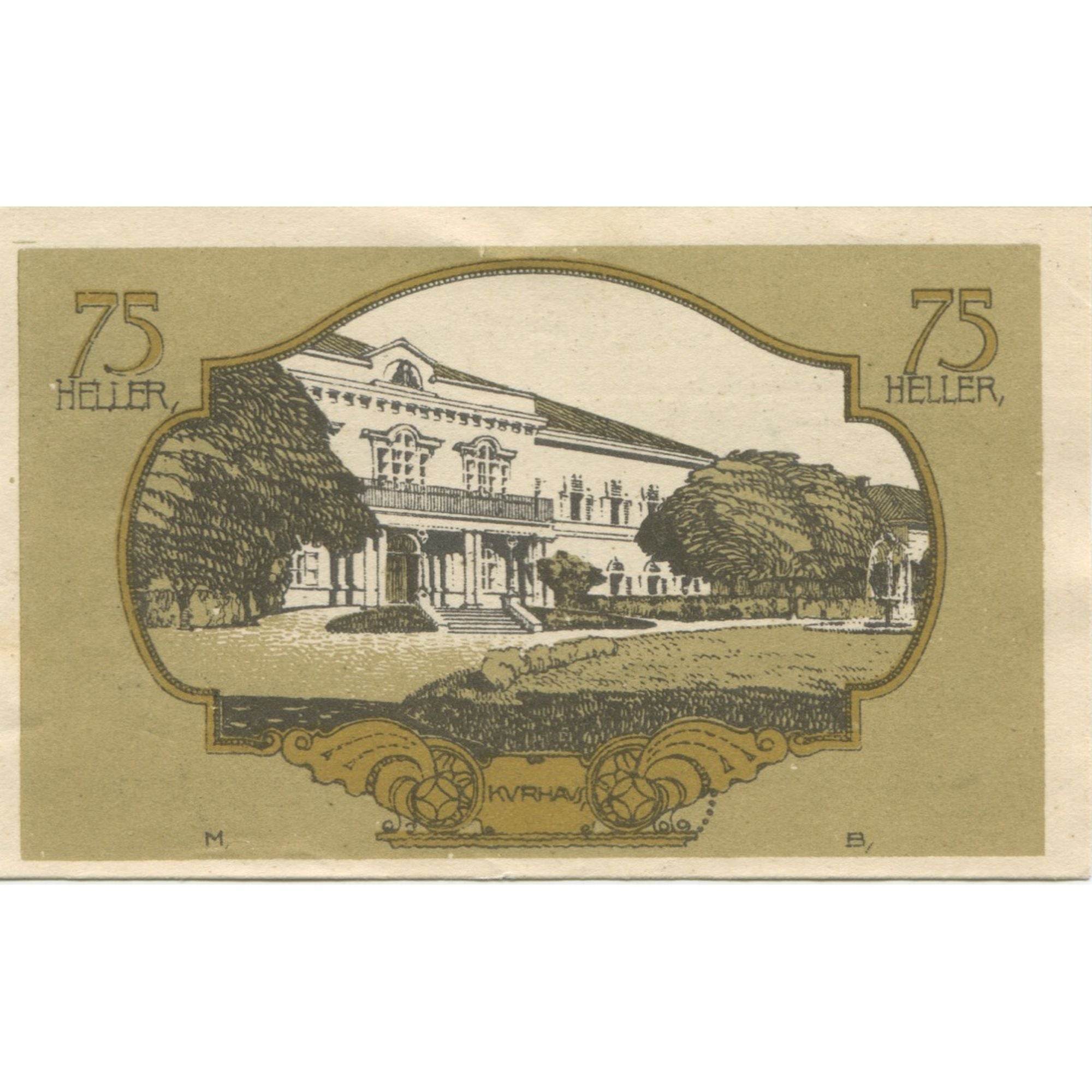 Banknote, Austria, Bad Hall, 75 Heller, château, 1920 UNC(63) Mehl:FS 76Ia