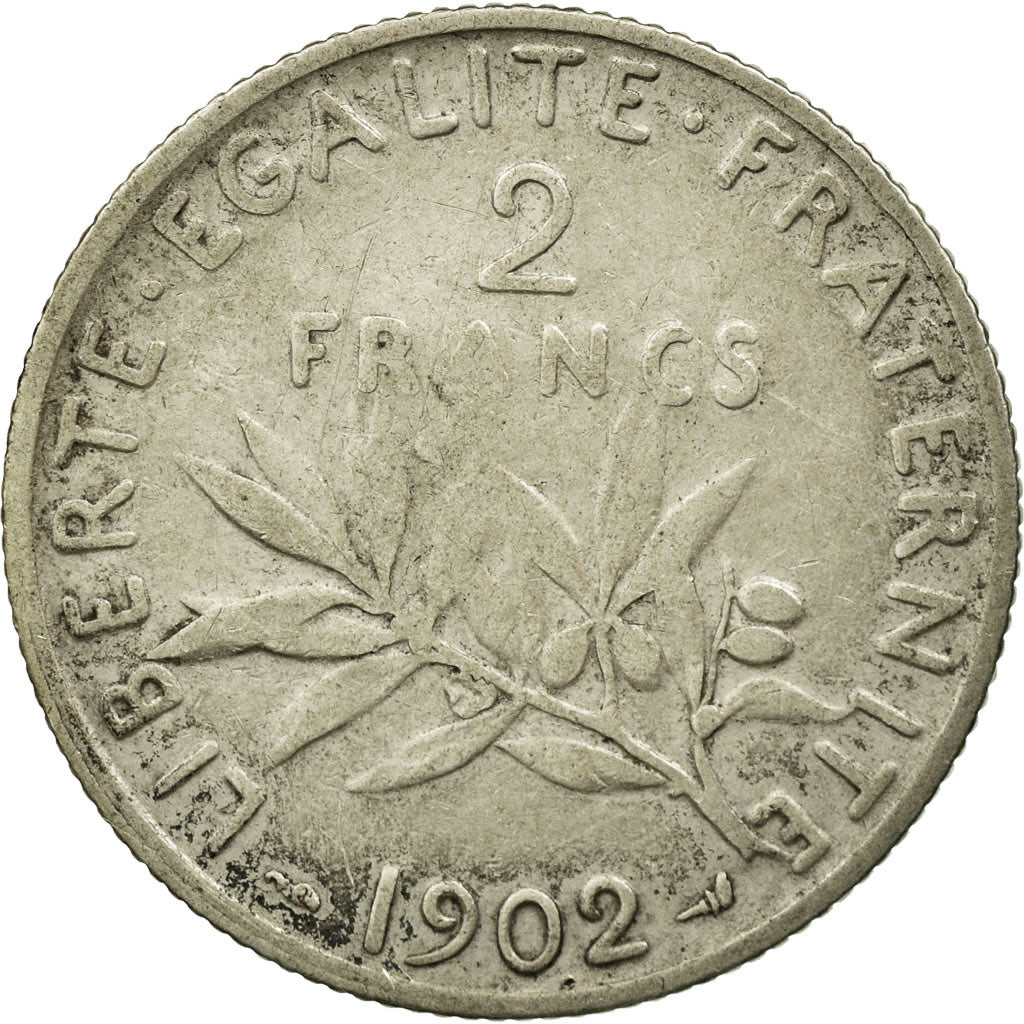 Coin, France, Semeuse, 2 Francs, 1902, VF(20-25), Silver, KM:845.1, Gadoury:532