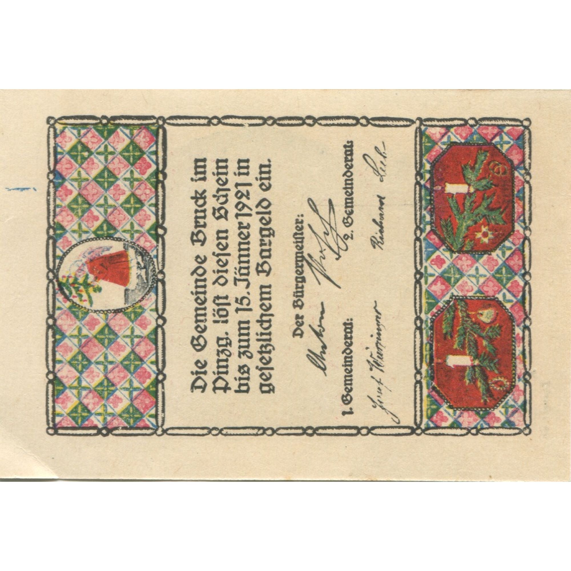 Banconote, Austria, Bruck, 75 Heller, nuit 1921-01-15, SPL Mehl:FS 107IIIa